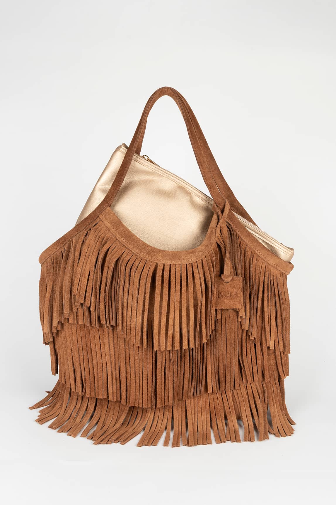 Bolso Ganache camel con flecos - Image 3