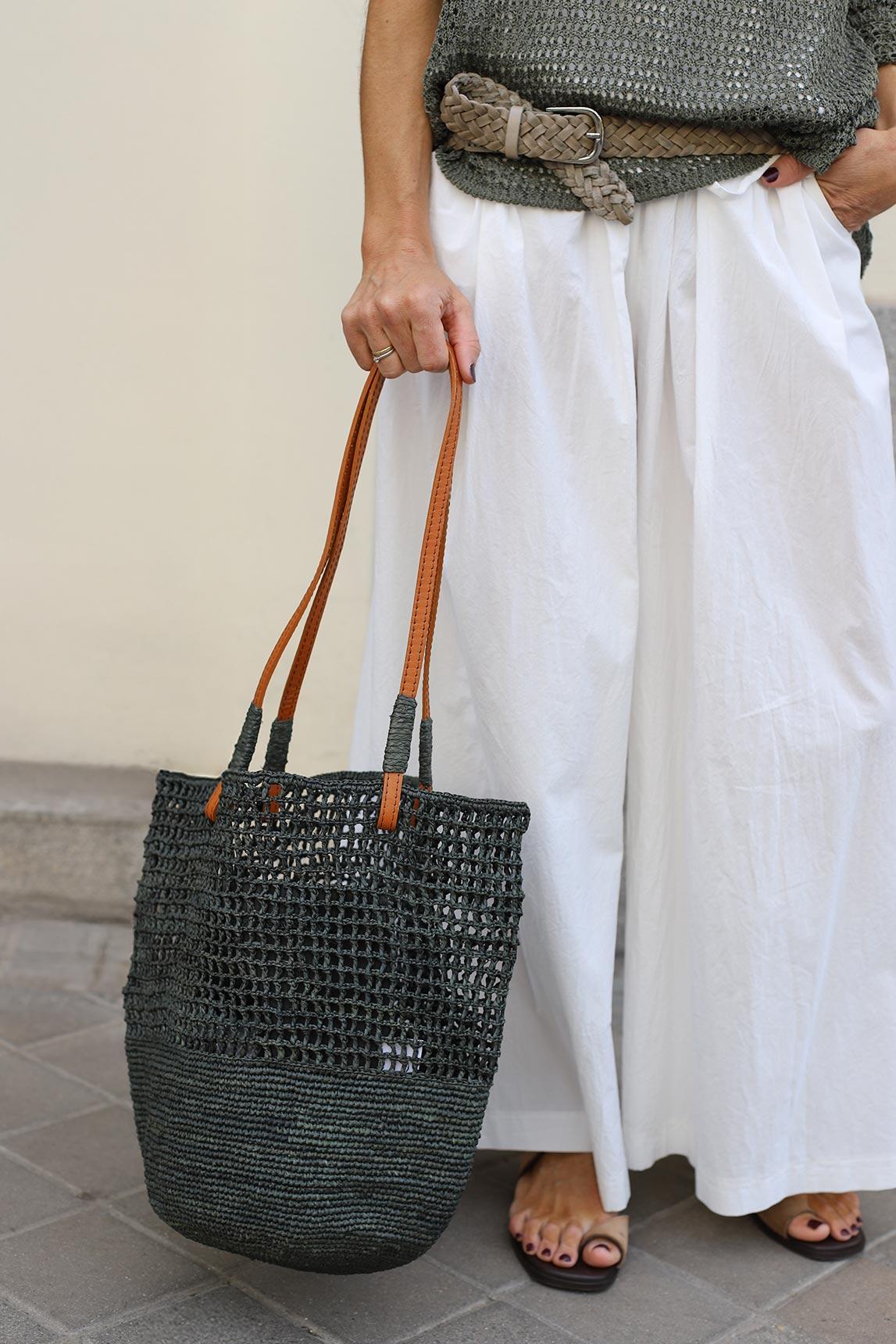 Bolso Tervan rafia verde oliva - Image 3